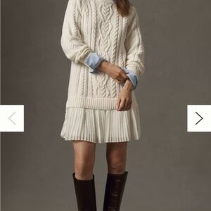 NWT Anthropologie The Delphine Sweater Twofer Mini Dress - Cream, Size S